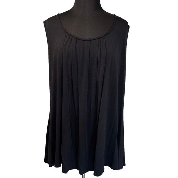 NEW ellumiNation by nikki h parker Pleated Front‎ Tank Women's Size 2X Black USA - Picture 1 of 9